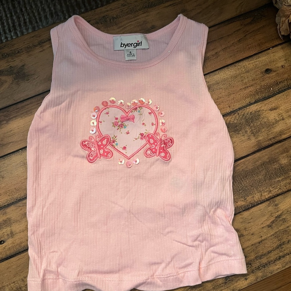 NWT girls pink heart tank 4
